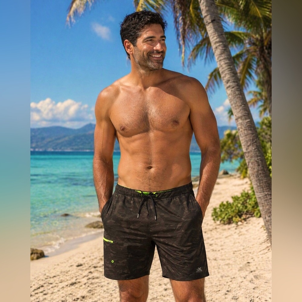 ZeroXposur Mens Black Camo Swim Trunks Size XL
